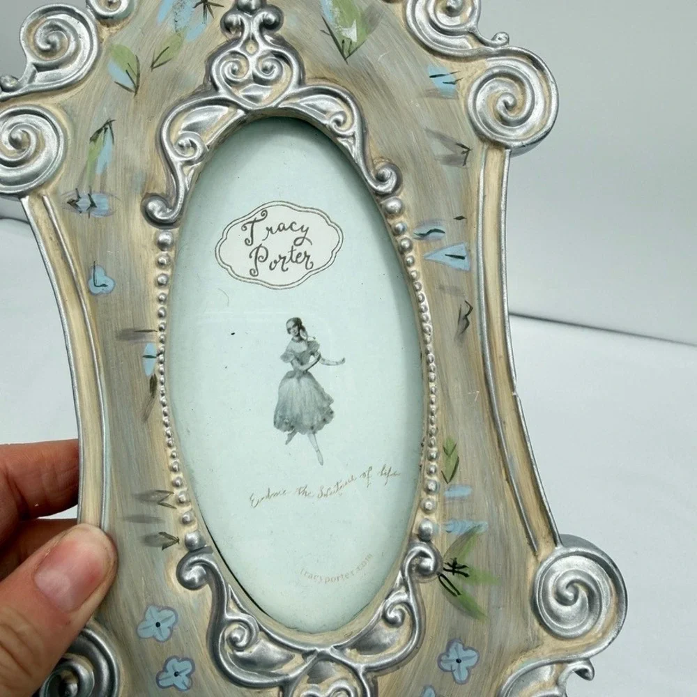 Tracy Porter April Frame Hand Painted Floral Scrollwork Cottagecore Shabby Chic